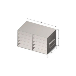 Custom Biogenic Systems - USB-37-100S - Upright Stainless Steel Freezer Rack for 1.375" High, 100-Place Slide Boxes with Handles (22.26"D X 11.03"H X 8.5"W)