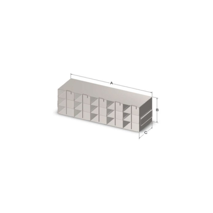 Custom Biogenic Systems - UTB-2-375LR - Upright Stainless Steel Freezer Rack for Matrix TrakMate 1.0ml Screw-Top Latch Rack Boxes with Locking Rods With Handles (SBS Footprint)