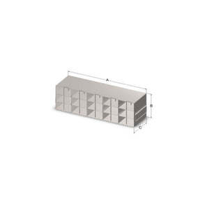 Custom Biogenic Systems - UTB66-2-375LR - Upright Stainless Steel Freezer Rack for Matrix TrakMate 1.0ml Screw-Top Latch Rack Boxes with Locking Rods With Handles (SBS Footprint), 36 Boxes