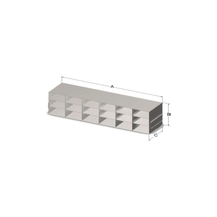 Custom Biogenic Systems - UTB-2-375 - Upright Stainless Steel Freezer Rack for Matrix TrakMate 1.0ml Screw-Top Latch Rack Boxes with Handles (SBS Footprint)