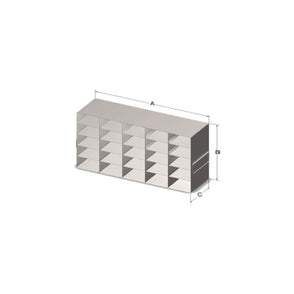 Custom Biogenic Systems - UTB54 - Upright Stainless Steel Freezer Rack for 96-Well Mictrotube Plastic Storage Boxes and Matric TrakMate 1.4ml Latch Rack Boxes with Handles (SBS Footprint) (18.41"D X 9.22"H X 5.5"W)