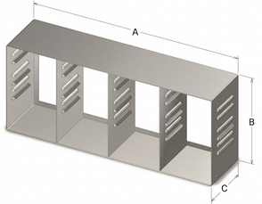 Custom Biogenic Systems - UTL-4-3 - Upright Stainless Steel Modifiable Clip Rack for Standard 2" High Boxes and/or Standard 3" High Boxes