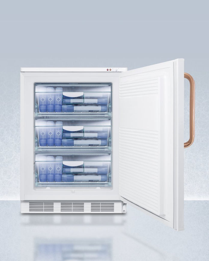 Accucold - VT65MLTBCLHD - 24" Wide All-Freezer with Antimicrobial Pure Copper Handle, Left Hand Door
