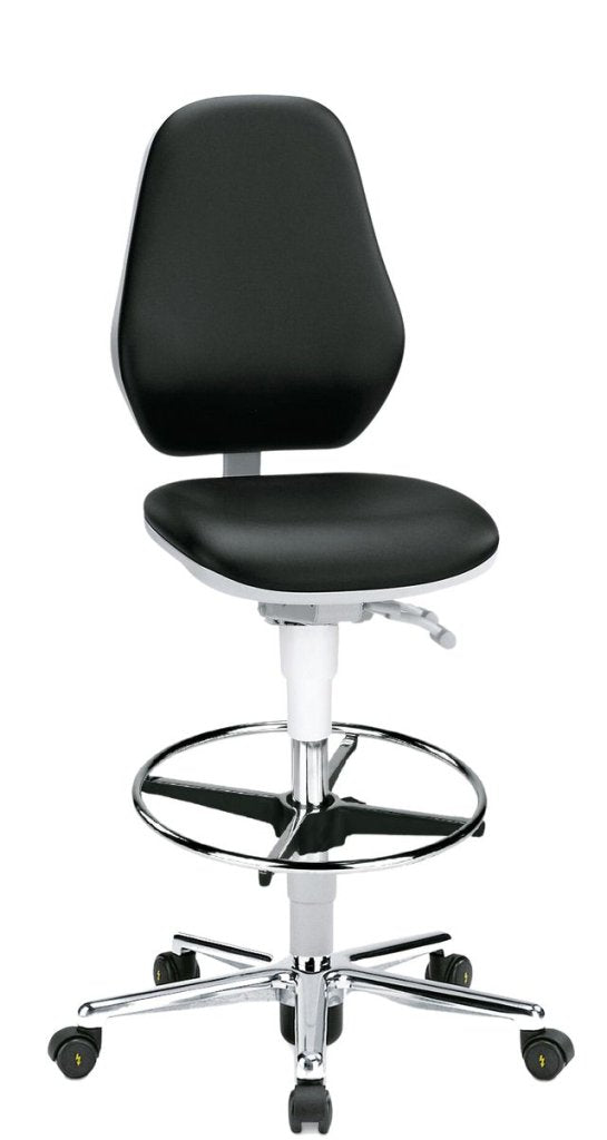 Bimos - 20026607 - Cleanroom Basic Chair Plus 9145+, ESD Capable, Extended Desk-to-Bench Height Range, with Foot Ring, Armless