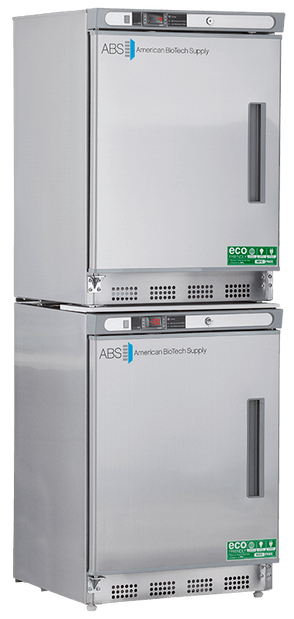 American Biotech Supply - ABT-HC-RFC9SS-LH - 9 Cu. Ft. Stainless Steel Refrigerator and Freezer Combination, Left Hinged