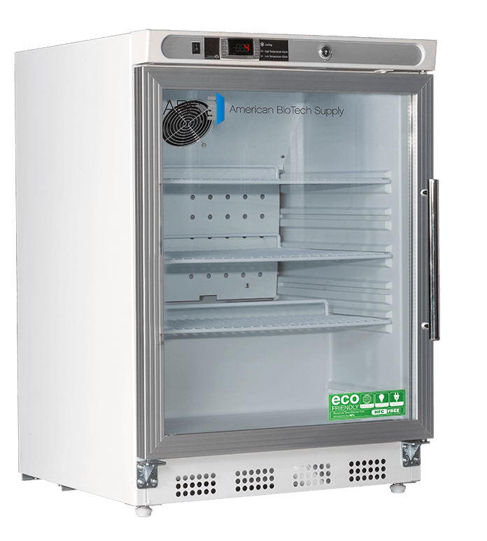American Biotech Supply - ABT-HC-UCBI-0404G-LH - 4.6 Cu. Ft. Capacity Premier Undercounter Refrigerator Built-In, Left Hinged-Glass Door