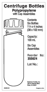 Beckman Coulter - 355624 - 100ml, Polypropylene Bottle with Screw-On Cap