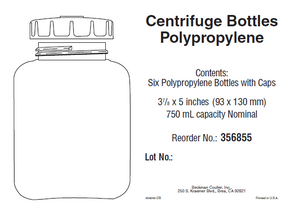 Beckman Coulter - 356855 - 750ml, Polypropylene Bottle with Screw-On Cap