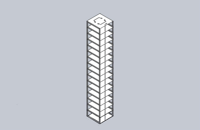 Crystal Industries - CFML-16 - Vertical Rack for SBS Formatted Boxes, Holds 16 Boxes