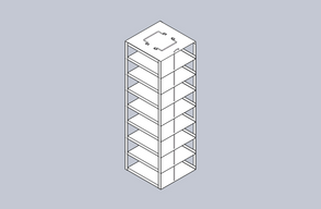 Crystal Industries - CFS-100-8 - Vertical Rack for 100-Place Slide Boxes, Holds 8 Boxes