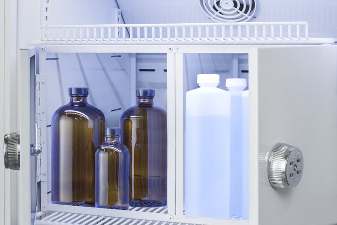 Accucold - ARG15MLLOCKER - 15 Cu.Ft. Upright Laboratory Refrigerator with Interior Lockers