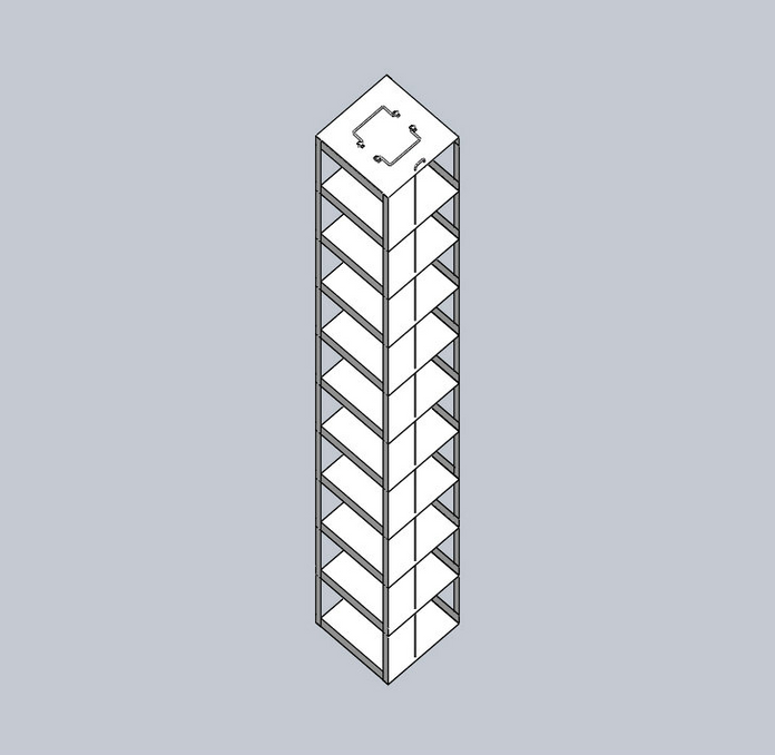 Crystal Industries - MCF-10-2 - Vertical Rack for Mini 2" boxes, Holds 10 Boxes
