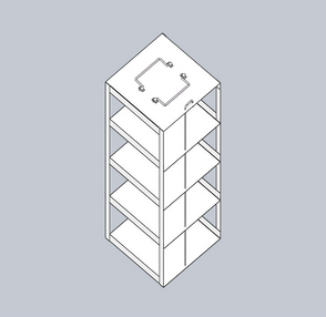 MCF-4-2 - Vertical Rack for Mini 2" Boxes, Holds 4 Boxes