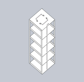 MCF-5-2 - Vertical Rack for Mini 2" Boxes, Holds 5 Boxes