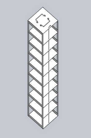 MCF-9-3 - Vertical Rack for Mini 3" Boxes, Holds 9 Boxes