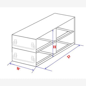 UFD-XLT50-522 - Rack with 2 Drawers for 10 Standard 2" Cardboard Boxes & 1 Drawer for 50ml Centrifuge Tubes