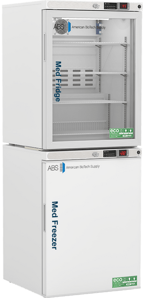 American Biotech Supply - PH-ABT-HC-RFC1030G - 10 Cu. Ft. Pharmacy Refrigerator and Freezer (-22°F Operation) Combination with Glass Door Refrigerator