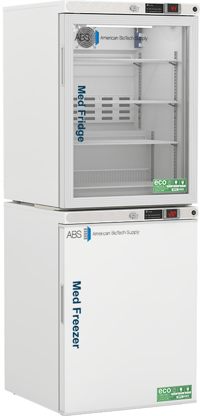 American Biotech Supply - PH-ABT-HC-RFC1030G - 10 Cu. Ft. Pharmacy Refrigerator and Freezer (-22°F Operation) Combination with Glass Door Refrigerator