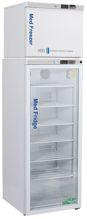 American Biotech Supply - PH-ABT-HC-RFC12GA - 12 Cu. Ft. Pharmacy Refrigerator and Auto Defrost Freezer Combination with Glass Door