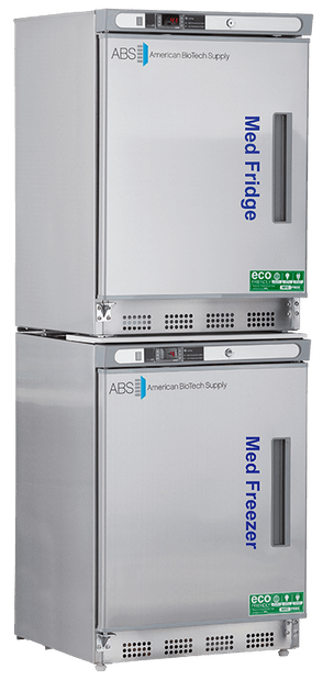 American Biotech Supply - PH-ABT-HC-RFC9SS-LH - 9 Cu. Ft. Pharmacy Stainless Steel Refrigerator and Freezer Combination, Left Hinged