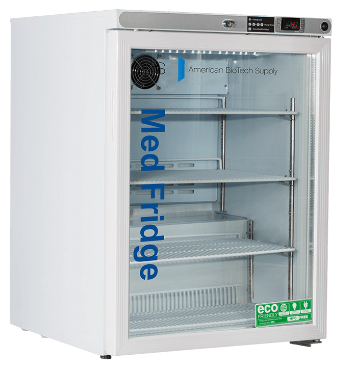 American Biotech Supply - PH-ABT-HC-UCFS-0104G - 1 Cu. Ft. Pharmacy Countertop Freestanding Refrigerator with Glass Door