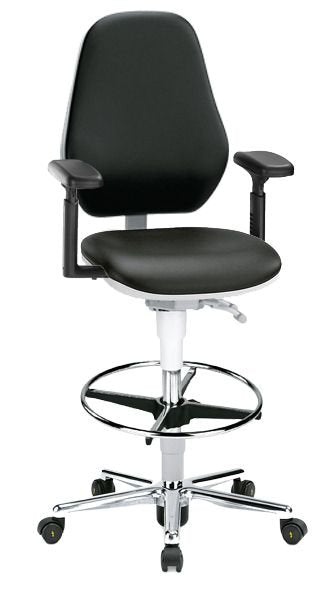Bimos - 20026606-A - Cleanroom Basic Stool 9146, ESD Capable, Bench-to-Counter Height Range,with Foot Ring, with Arms
