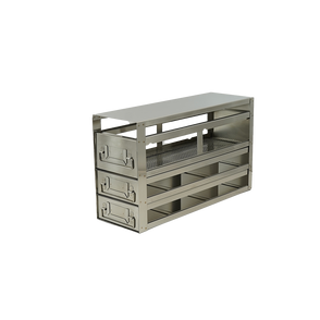 UFD-B-322 - Upright Freezer Rack with 2 Drawers for 6 Standard 2" Cardboard Boxes & 1 Drawer for Storage Bottles