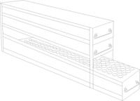 UFD-T15-222 - Rack with 2 Drawers for 4 Standard 2" Cardboard Boxes & 1 Drawer for 15ml Centrifuge Tubes