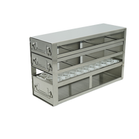Crystal Industries - UFD-22 - Upright Freezer Rack with 2 Drawers for Standard 2" Cardboard Boxes & 1 Drawer for Storage Bottles