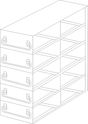 UFDHT-25 - Drawer Rack for 100-Cell Hinged Plastic Boxes, 2x5 Configuration