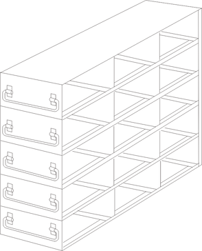 UFDHT-35 - Drawer Rack for 100-Cell Hinged Plastic Boxes, 3x5 Configuration