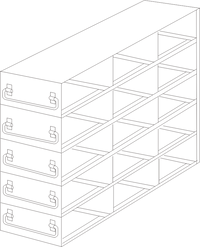 UFDHT-35 - Drawer Rack for 100-Cell Hinged Plastic Boxes, 3x5 Configuration