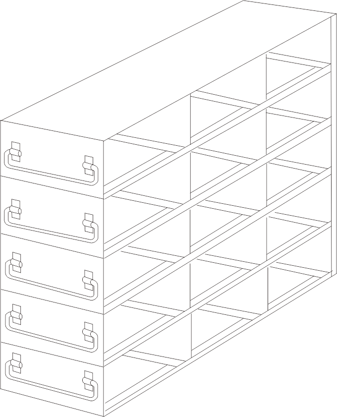 Crystal Industries - UFDHT-35 - Upright Freezer Drawer Rack for 100-Cell Hinged Plastic Boxes, 3x5 Configuration