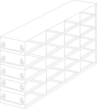 UFDHT-45 - Drawer Rack for 100-Cell Hinged Plastic Boxes, 4x5 Configuration