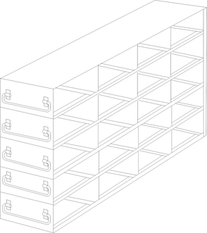 UFDHT-45 - Drawer Rack for 100-Cell Hinged Plastic Boxes, 4x5 Configuration