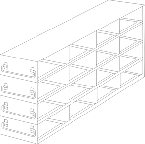 UFDMM-44 - Drawer Freezer Rack for SBS Formatted Boxes, 4x4 Configuration