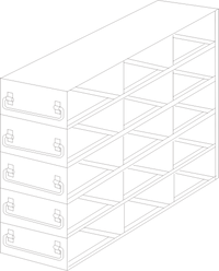 UFDMX-352 - Drawer Freezer Rack for SBS Formatted Boxes, 3x5 Configuration