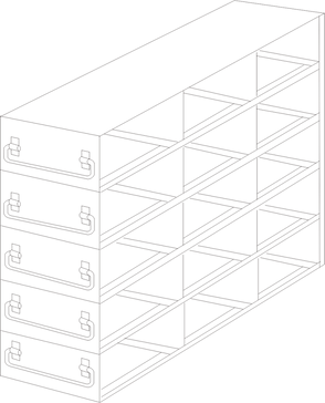 Crystal Industries - UFDMX-352 - Upright Freezer Drawer Rack for SBS Formatted Boxes, 3x5 Configuration