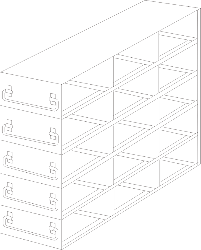 UFDMX-352 - Drawer Freezer Rack for SBS Formatted Boxes, 3x5 Configuration