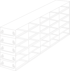 UFDMX-552 - Upright Freezer Drawer Rack for SBS Formatted Boxes, 5x5 Configuration