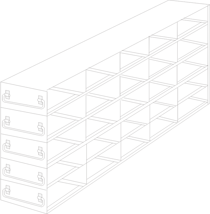 Crystal Industries - UFDMX-552 - Upright Freezer Drawer Rack for SBS Formatted Boxes, 5x5 Configuration