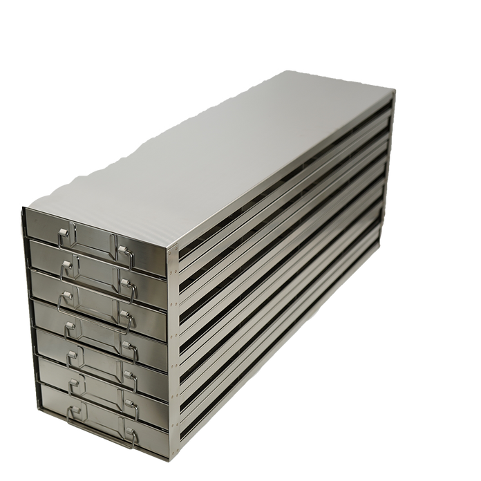 Crystal Industries - UFDS-100-47 - Upright Freezer Drawer Rack for 100-Place Slide Boxes, 4x7 Configuration