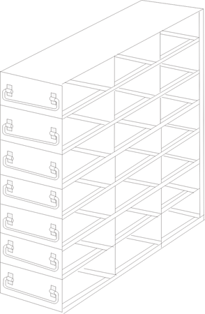 UFDS-25-37 - Drawer Rack for 25-Place Slide Boxes, 3x7 Configuration