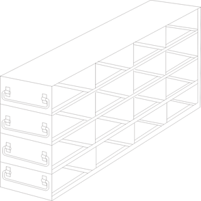 UFDS-25-44 - Upright Freezer Drawer Rack for 25-Place Slide Boxes, 4x4 Configuration
