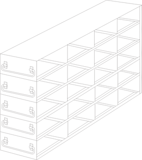 UFDS-25-45 - Drawer Rack for 25-Place Slide Boxes, 4x5 Configuration