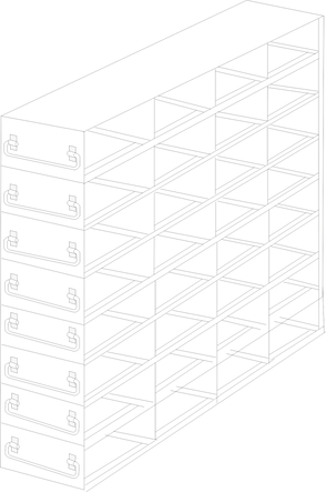 UFDS-25-48 - Upright Freezer Drawer Rack for 25-Place Slide Boxes, 4x8 Configuration