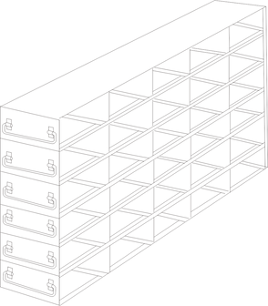 Crystal Industries - UFDS-25-56 - Upright Freezer Drawer Rack for 25-Place Slide Boxes, 5x6 Configuration