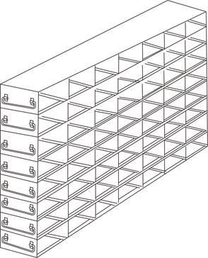 Crystal Industries - UFDS-25-78 - Upright Freezer Drawer Rack for 25-Place Slide Boxes, 7x8 Configuration