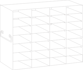 UFS-100-47 - Upright Freezer Rack for 100-Place Slide Boxes, 4x7 Configuration