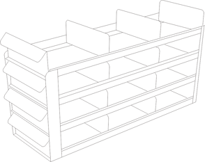 UFS-333 - Sliding Tray Rack for 3" Boxes, 3x3 Configuration
